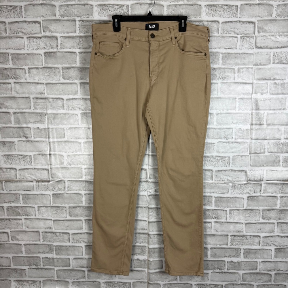 Paige Lennox Slim Fit Pants Men 36x33 Wheat Harvest Tan M653799-B018 Chino Jeans